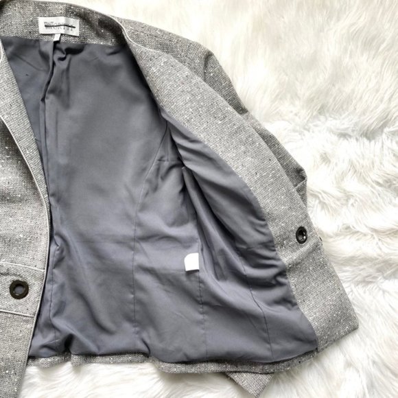 Worth Blazer Coat Size 10 Grey Herringbone - Picture 12 of 16